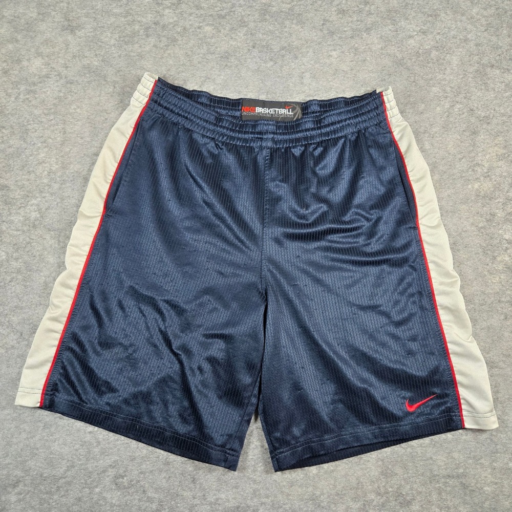 Y2K Nike Mens Navy Blue Basketball Athletic Shorts L